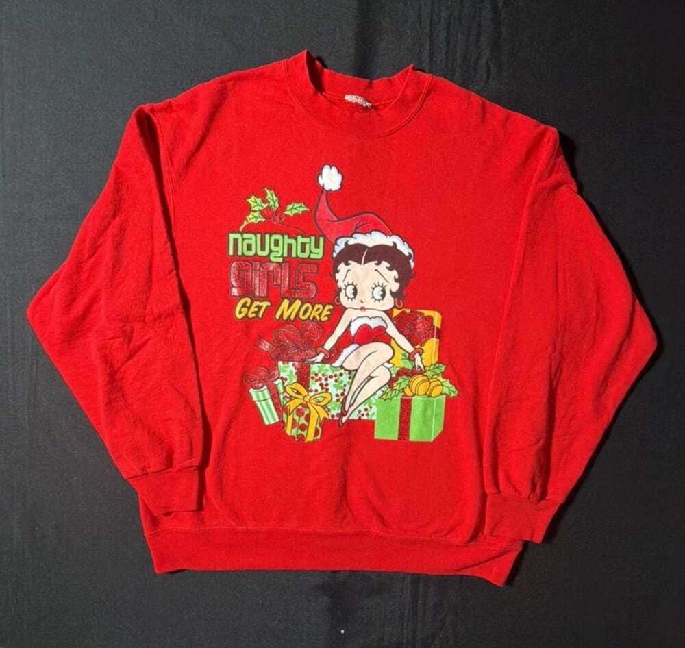 Vintage 2003 Betty Boop 'Naughty Girls Get More' Christmas Crewneck Sweatshirt